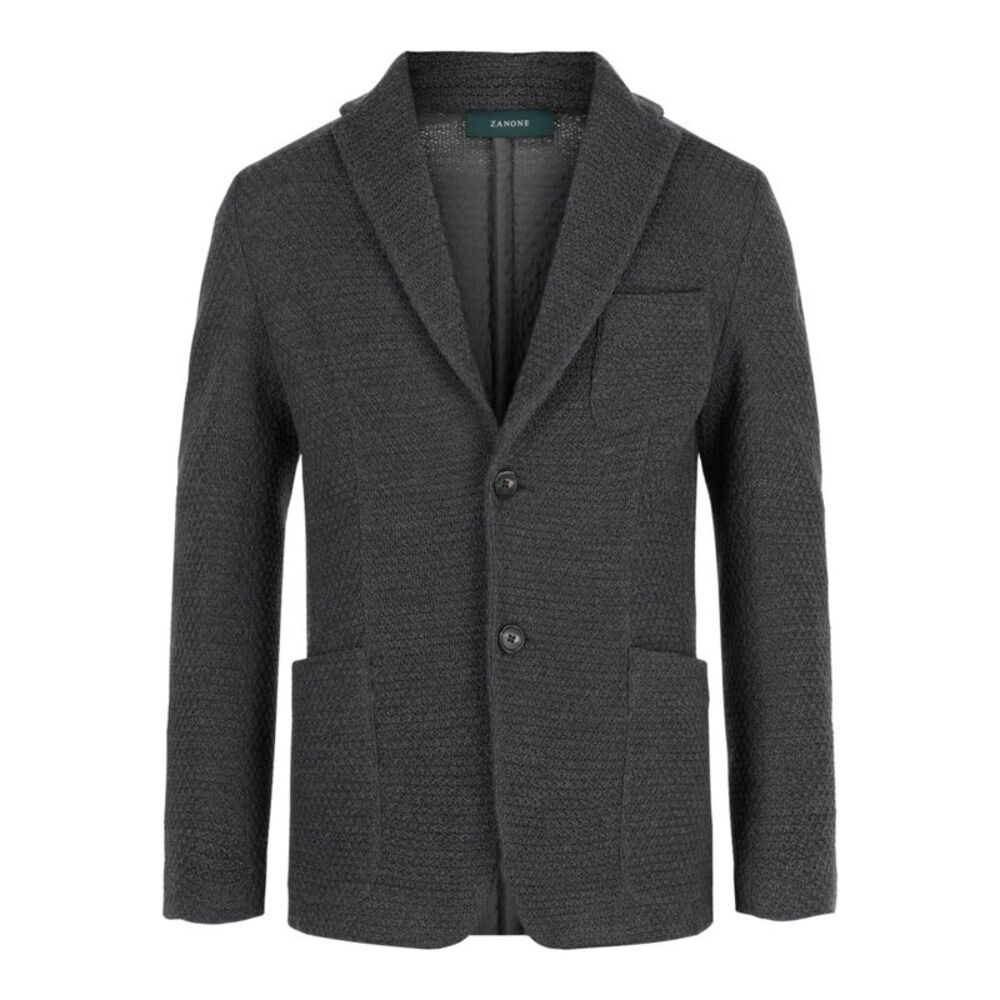 Slowear Zanone Single-Breasted Slim Fit Wool Blazer Grey Mens